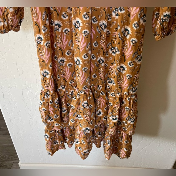 Universal Thread| Burnt Orange, Rust Floral Tiered Ruffle Midi Dress•••Prairie - Picture 3 of 12